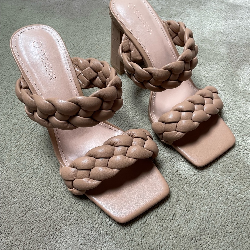 Stylish Tan Braided Heels